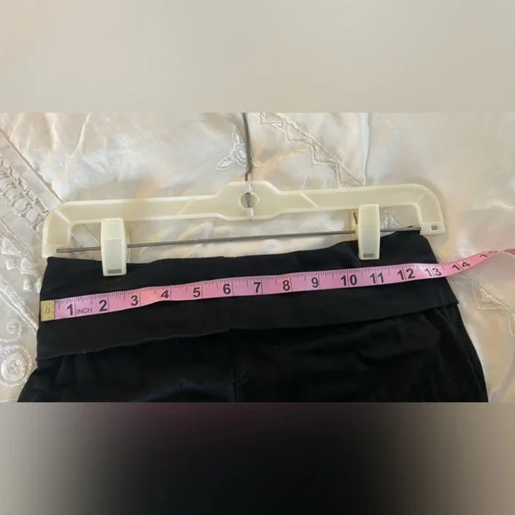 Black Palazzo Pant, Wide leg, Fold-over Waist size Large, lounge - Picture 6 of 6